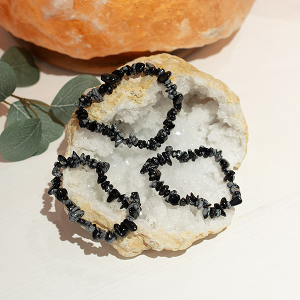 Snöflinge Obsidian - chipsarmband